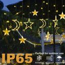 Luzes de Fada Estrela e Lua LED Solar - Encanto Natalino
